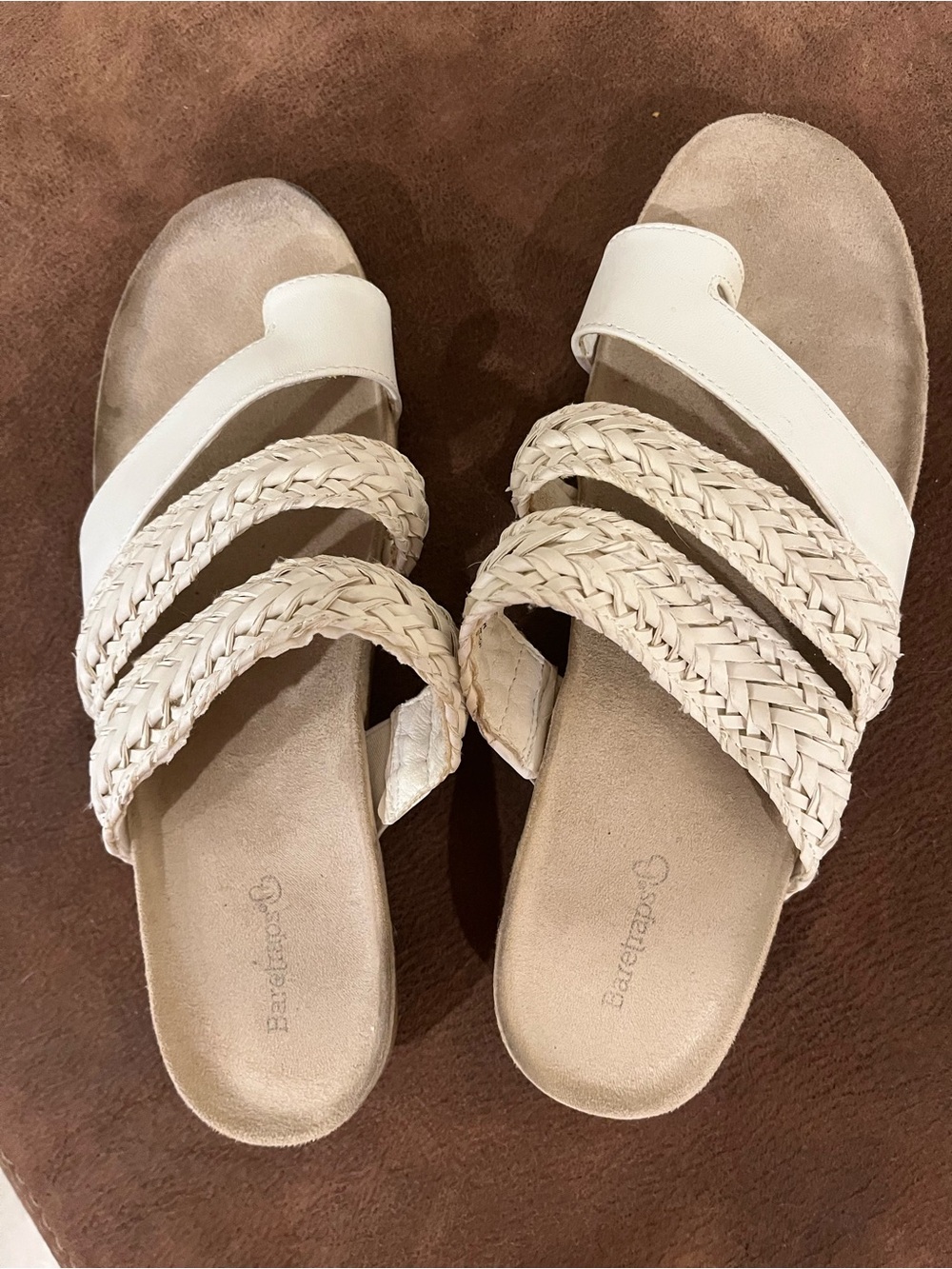 BareTraps Neutral Braided Strap Slide Sandals